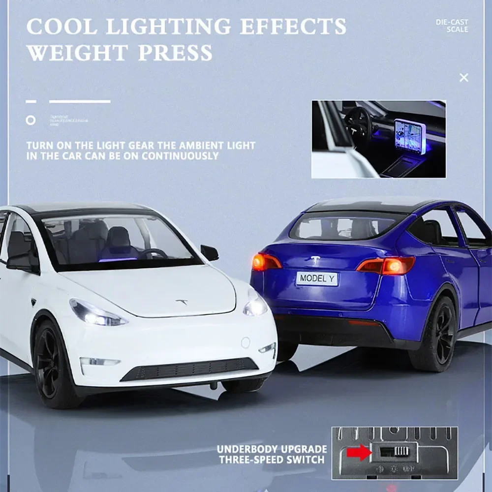 Metal Cars Toys Scale 1/24 Y Diecast Alloy Car For Boys Children Kids Toy Vehicles Sound And Light Pull Back