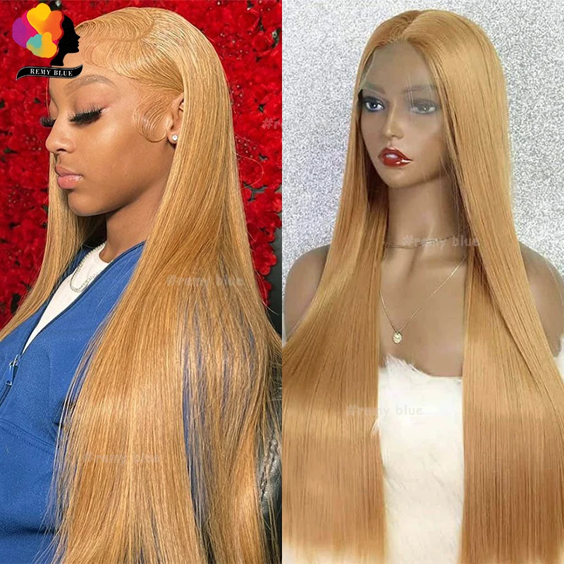 Honey Blonde #27 Human Hair Wigs Pre plucked 13X4 HD Lace Frontal Wig Human Hair Transparent Straight Lace Front Wigs For Women