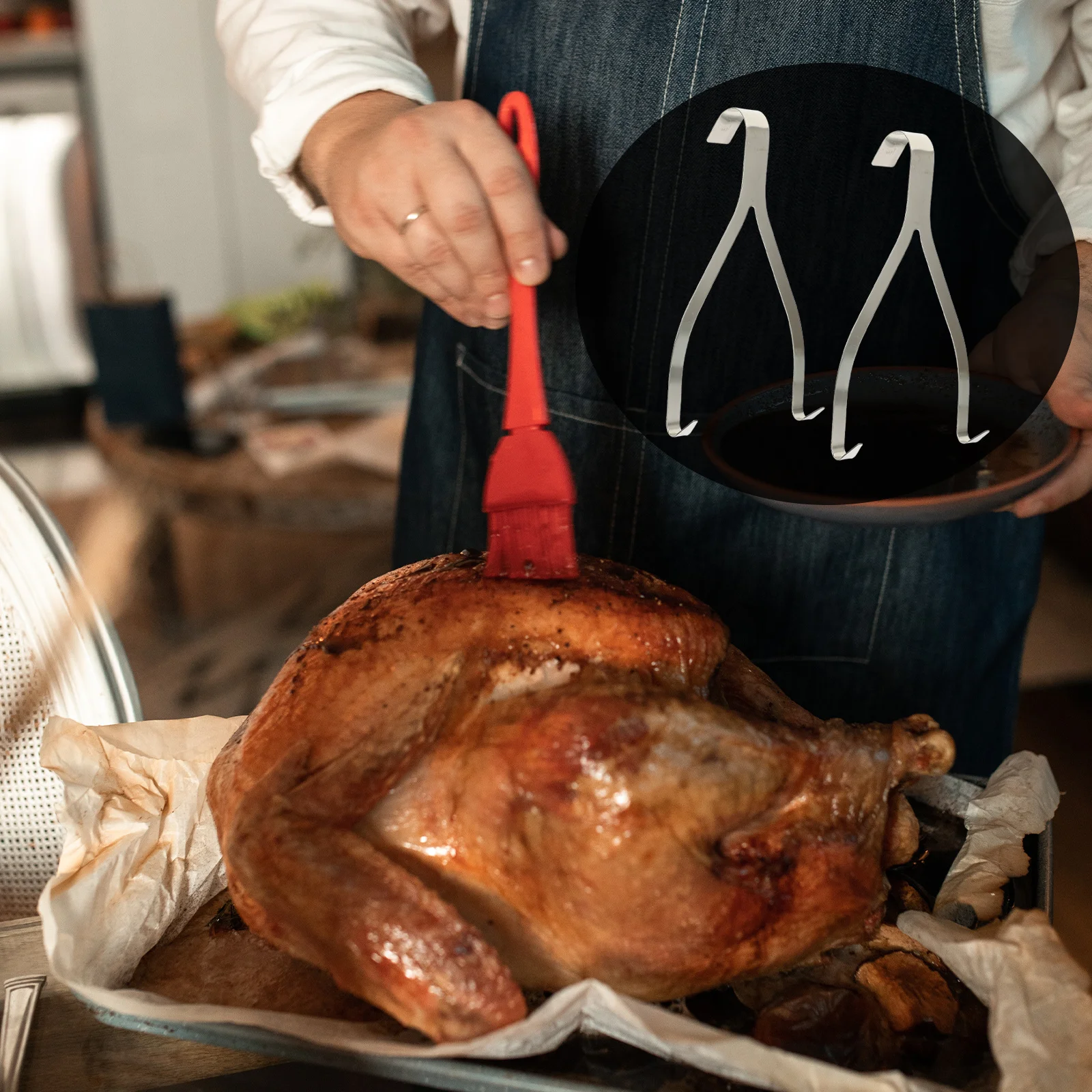 

2Pcs Stainless Steel Roast Meat Hooks Heavy Duty Chicken Beef Bacon Hanger for Kitchen Bbq Grill Processing Drying