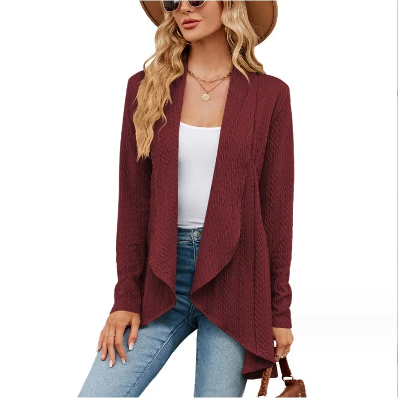 2023 Autumn and Winter New Women's Sweater Long Sleeve Women's Cardigan Top Casual Loose Fashion Solid Color Knitted Coat Women