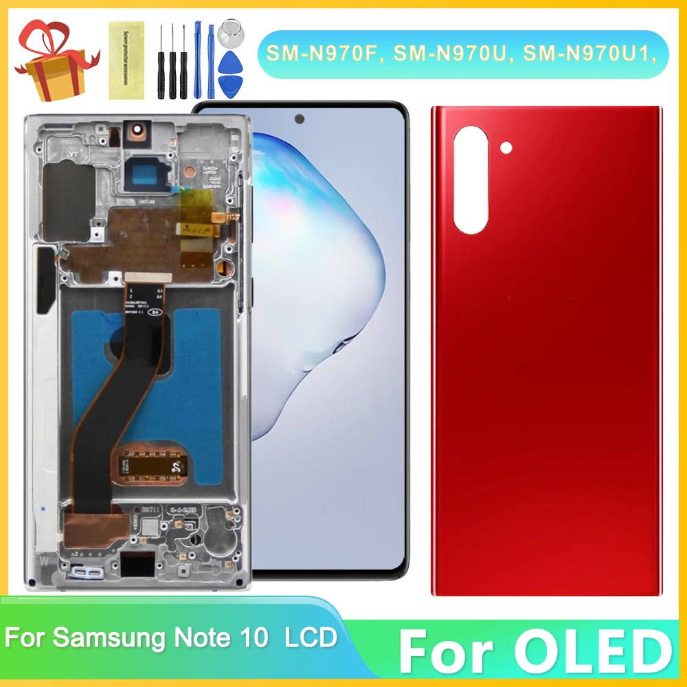 

100% Tested OLED For Samsung Note 10 SM-N970W LCD Display Touch Screen Digitizer Assembly 6.3" LCD With Frame With Fingerprints