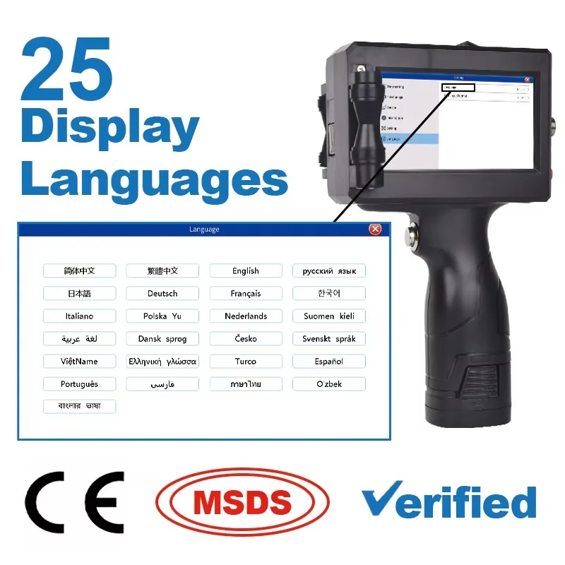 D10 Handheld Digital Inkjet Printer Electric Coding Machine for Bottles Plastics Paper Cartons OEM Service Available