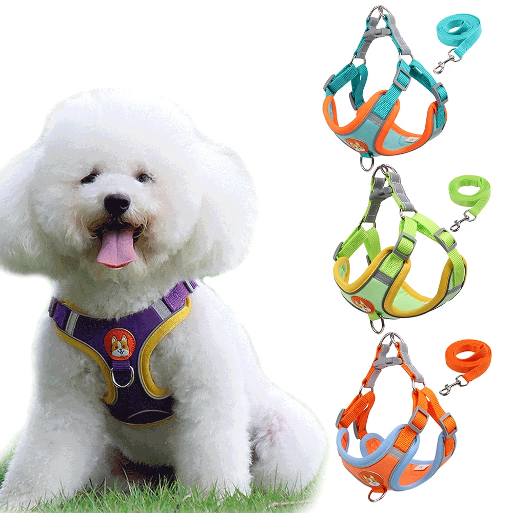 Pet Harness Dog Leash Pomeranian Puppy Cat Harness Vest Reflective Walking Lead Leash Adjustable Rope for Small Dogs Chihuahua