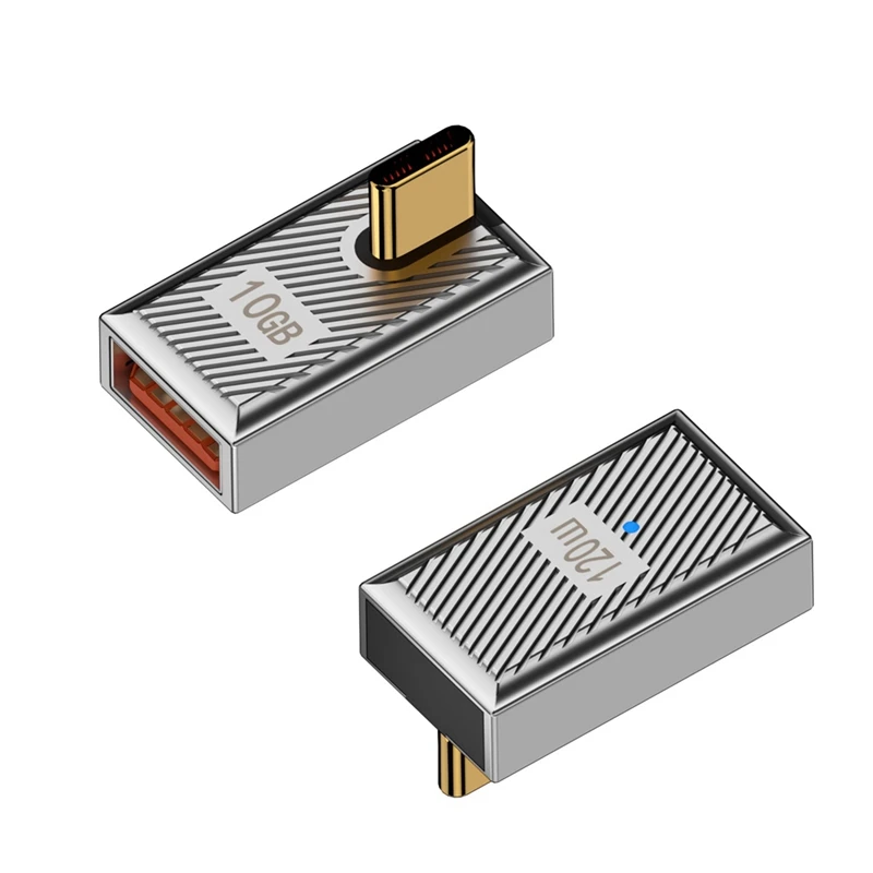 2 Stuks 120W Usb C Naar Usb3.1 Otg 90 ° Adapter 10Gbps Usbc Mannelijk Naar Usb3.1 Vrouwelijke Rechte Hoek Data Connector Voor Legioen Gaan