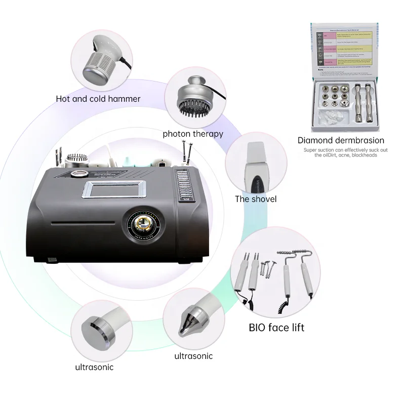 newface 7 in 1 Multifunctional Ultrasound Skin Dermabrasion BIO Face Lift microcurrent gloves Machinenewface 7 in 1 Multifunctio