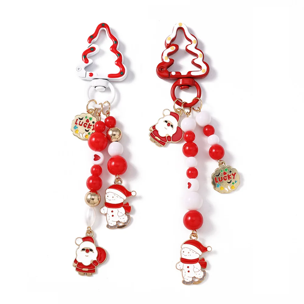 

New Christmas Snowman Keychain String Alloy Cartoon Santa Claus KeyRing Pendant Phone Backpack Decor DIY Key Chain Jewelry Gift