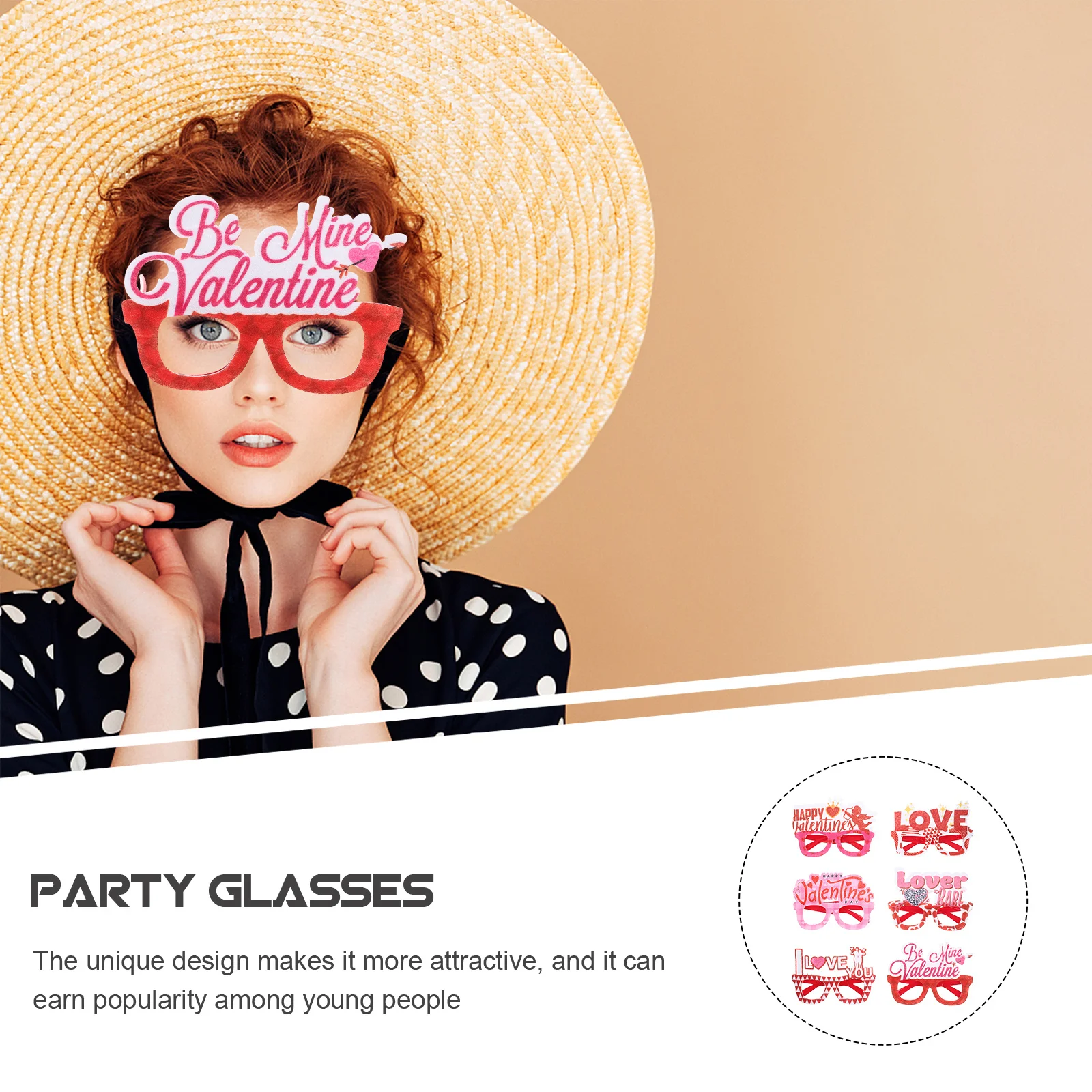 

6Pcs Valentine Day Eyeglasses Frames Fun Heart Glasses Party Supplies Photo Booth Props Decorative Valentine Eyewear