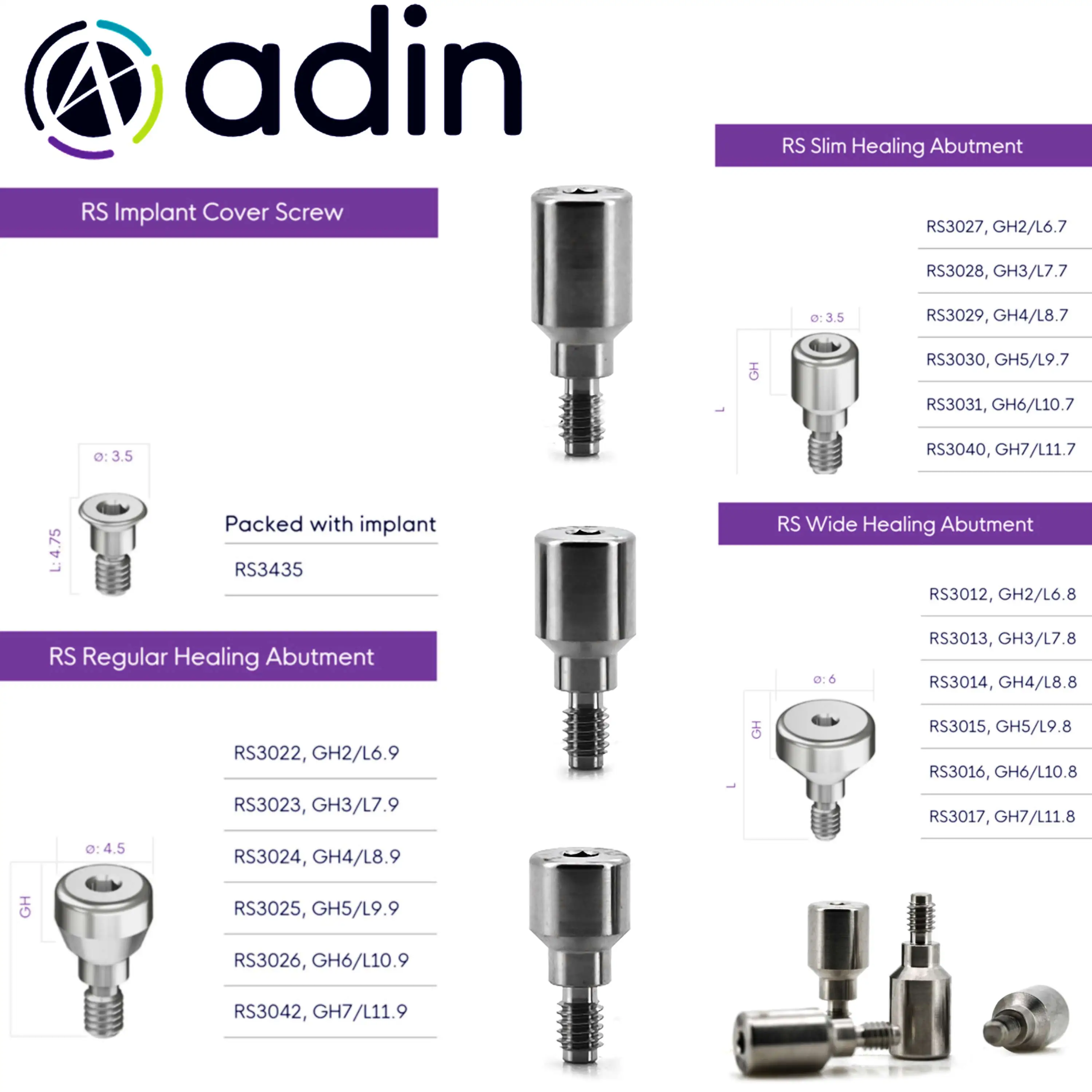ADIN System Compatible Dental Healing Abutment Ti‑Base Multi‑unit Straight Abutment Medical Grade Titanium Implant Components