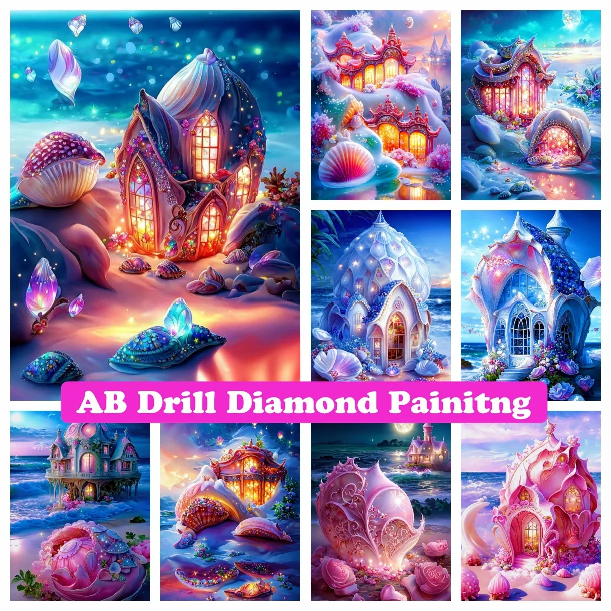 

Beautiful Shell House AB Diamond Painting Fantasy Landscape Embroidery Cross Stitch Rhinestones Mosaic Home Decor New Arrivals