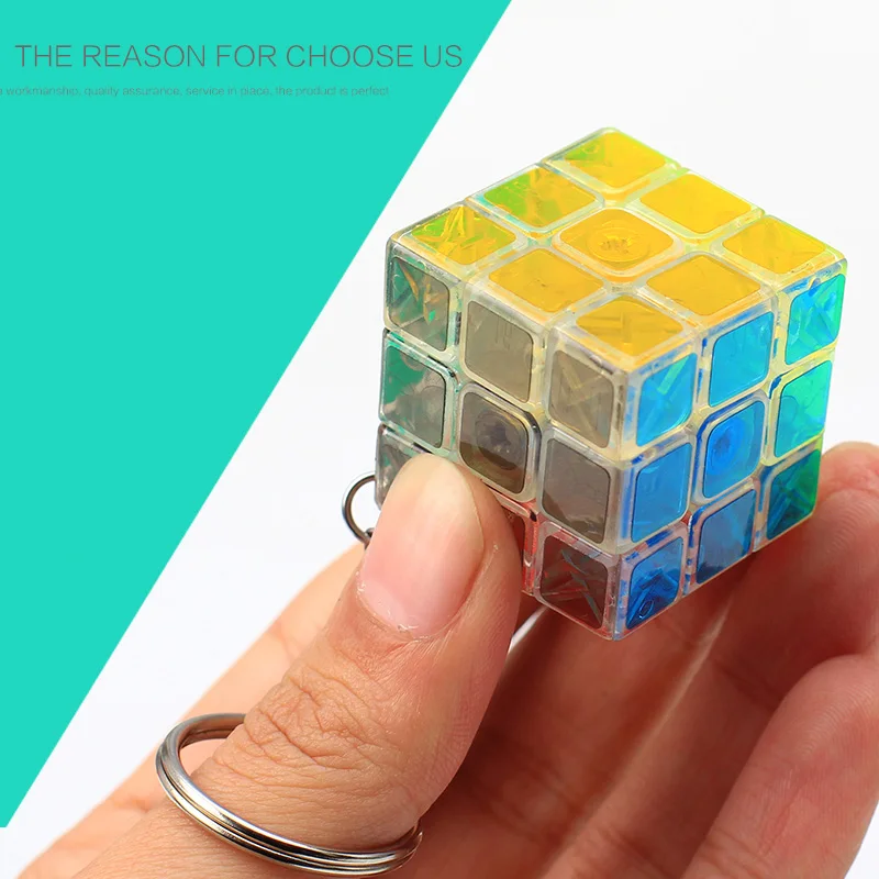 High Quality 3CM Plastic ABS Mini 3x3x3 Magic Cube Puzzle Stickers with Keychain Ring Opp Bag Packakge Toys Gift cubo