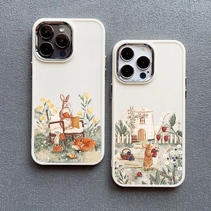 Cartoon Animal Bear Fox Squirrel Silicone Phone Case For iPhone 16 11 Case iPhone 15 16 14 13 12 Pro Max Plus X XR XS Back Cover