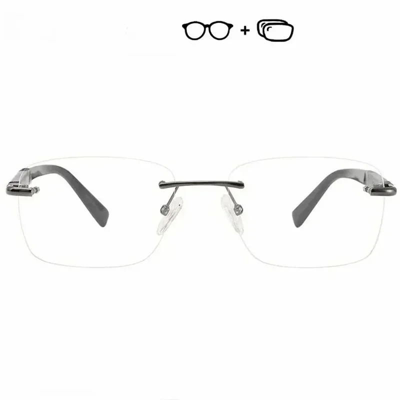 

Очки Ollymurs фотохромные без оправы, с защитой от синего света, для мужчин, оптические, из дерева и титана, по рецепту, мужские очки