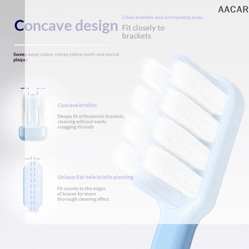 Braces Adult Toothbrushes Dental Interdental Brush Soft Bristle Concave Shaped Small Head Toothbrush For Oral Health 4Pcs Clean
