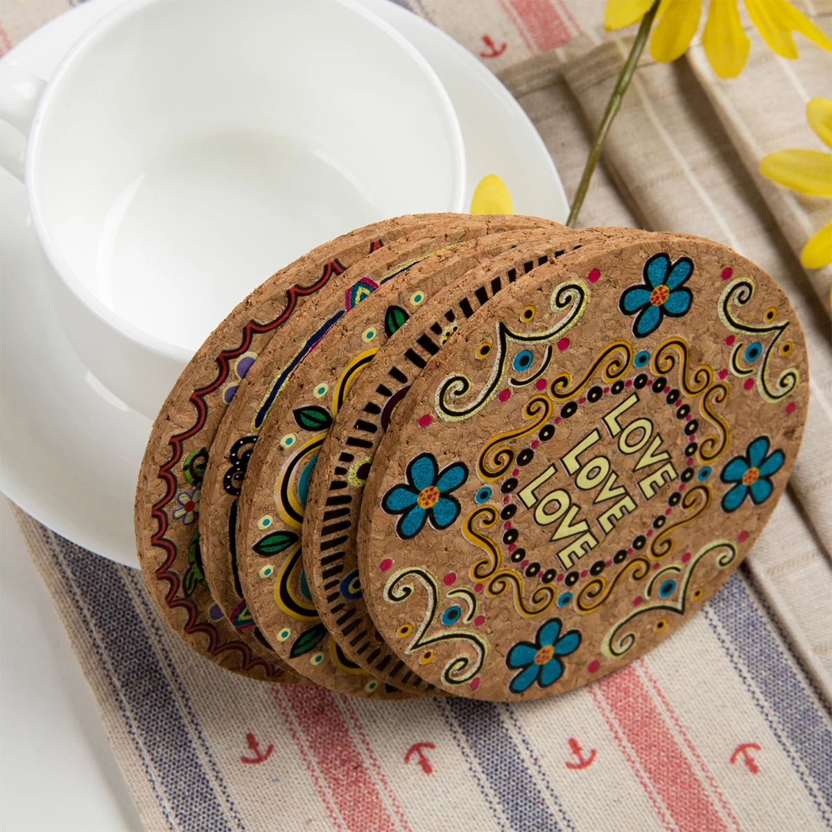 

Heat Resistant Coasters Natural Cork Tabletop Protection Drink Absorb Teapot Mats Kitchen Trivets Banquet Decor