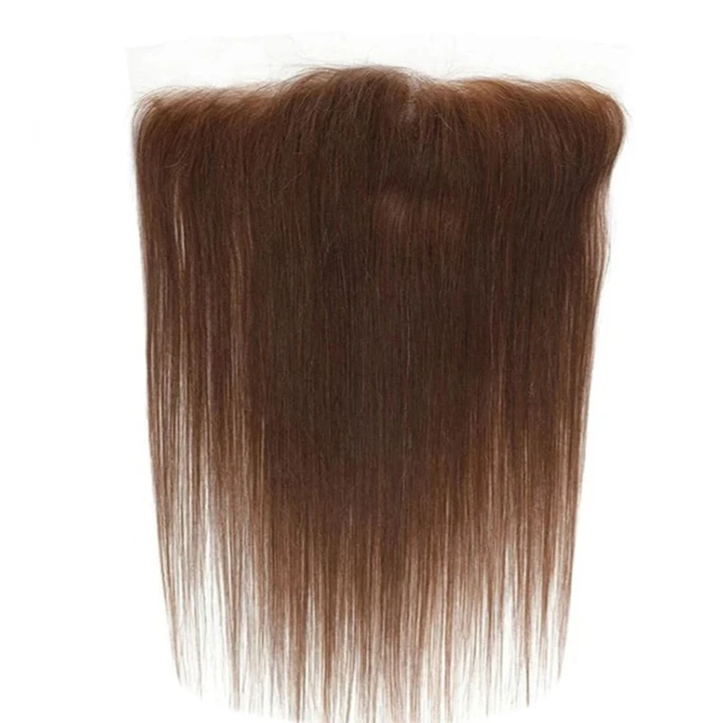 10-20 pulgadas marrón claro # 4 cabello humano recto 13x4 con encaje frontal de extremo completo cabello virgen brasileño prearrancado 150% de densidad