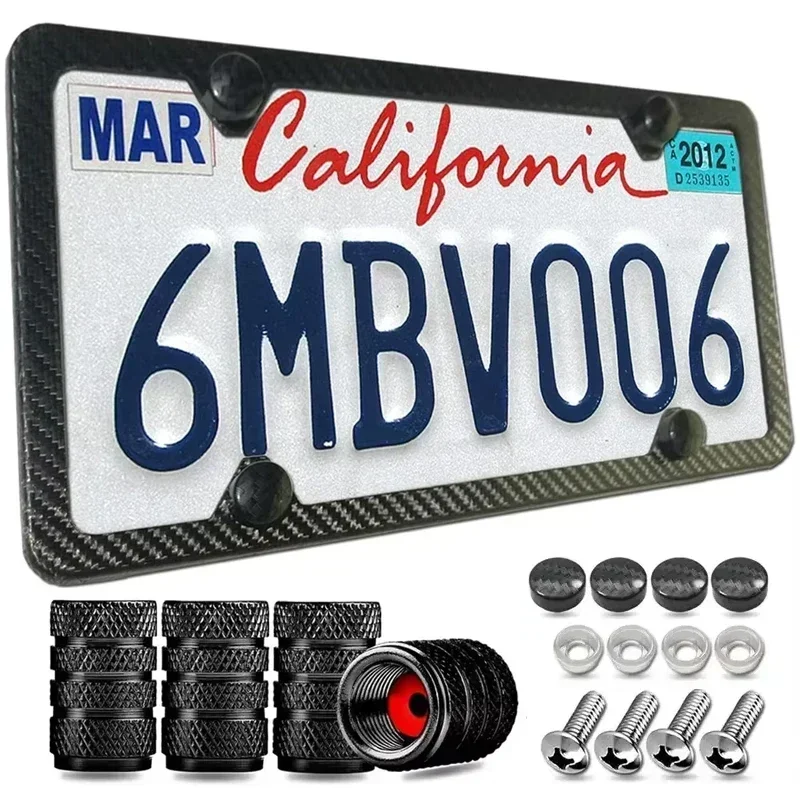 License Plate Stainless Steel Carbon Fiber License Plate Frame License Plate Frame US Regulation Frame Refit Automobile Exterior
