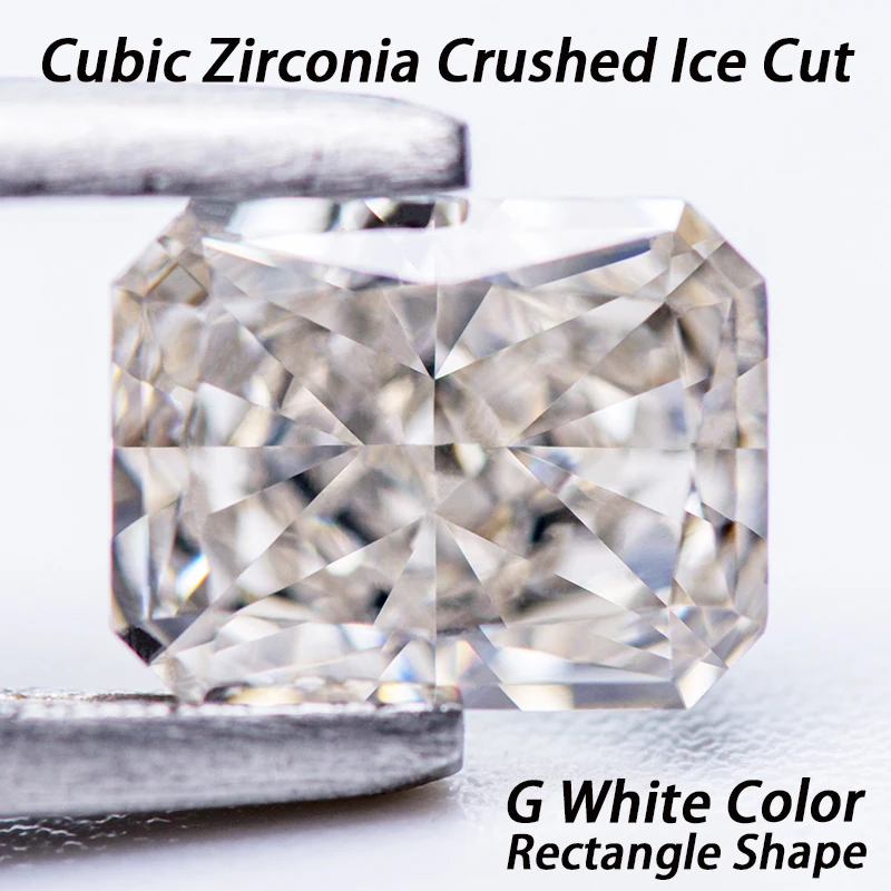 Cubic Zirconia Crushed Ice Cut Rectangle Shape G White Color Charms Loose Stones Used For Jewelry Making Inlay Main Materials