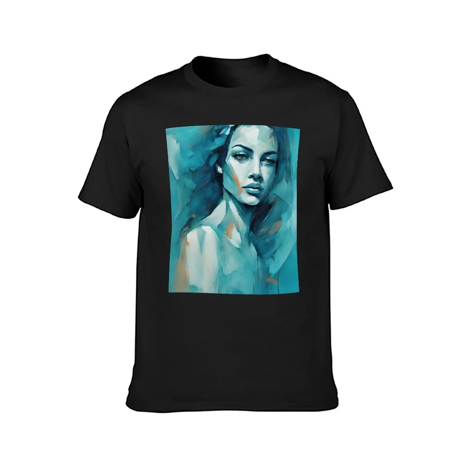 Expressive Woman Portrait - Colorful Beauty Lyra T-Shirt blanks customizeds vintage Short sleeve tee mens clothing