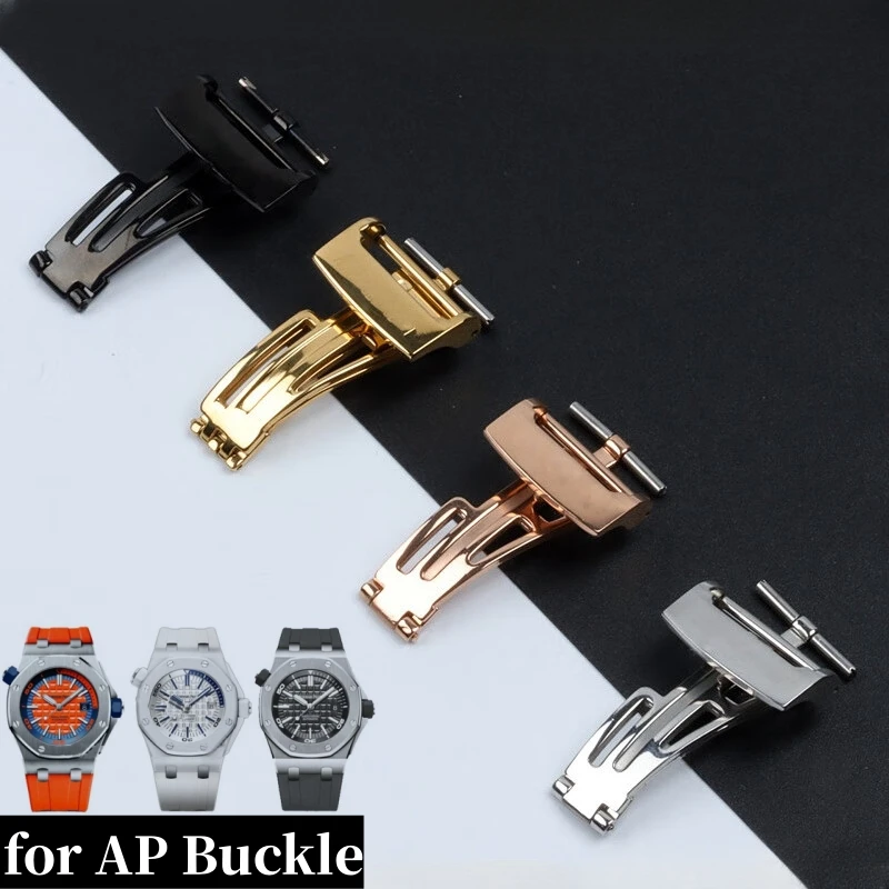 18mm Stainless Steel Folding Buckle for AP Modification GA2100 Butterfly Buckle Silver Black Gold for Rubber Leather Watch Band