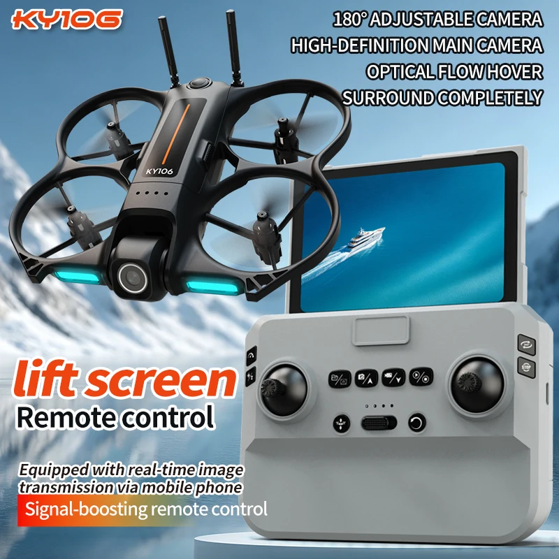 新型ky106ドローン、43インチ大型スクリーン搭載、8k-hd空撮、インテリジェント障害物回避機能付きリモコン式ドローン