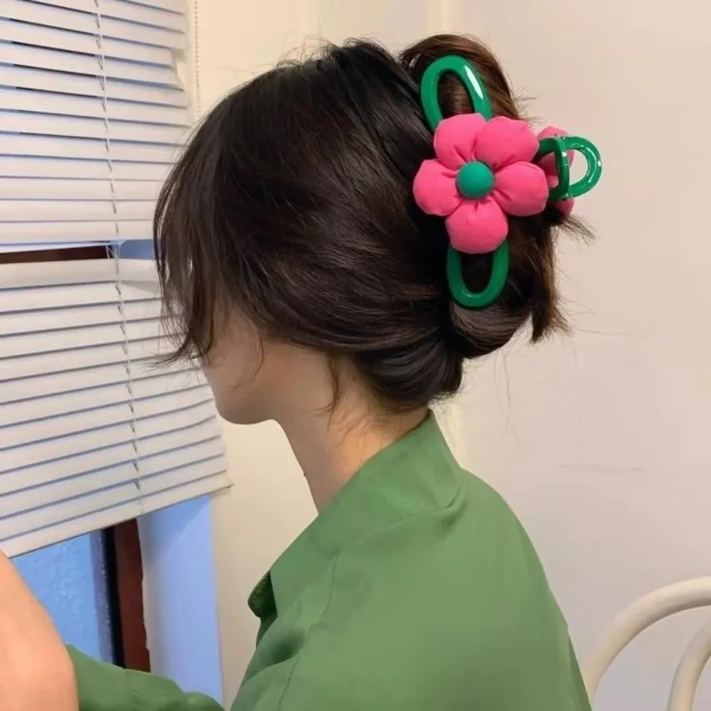 أزياء الأخضر زهرة Hairgrip مشبك شعر كبير لطيف القرش كليب مشبك شعر البلاستيك استيعاب كليب النساء