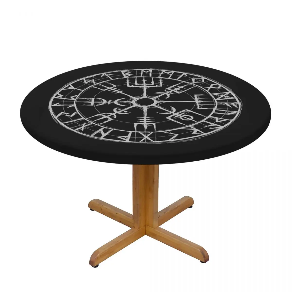 Viking Mythology Vegvisir Shield Valhalla Waterproof Round Tablecloth Oilproof Table Cloth for Kitchen Events Dining Table Cover