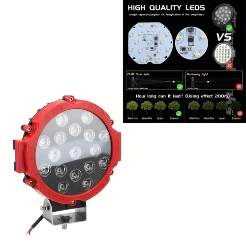 Imagen 2 del producto Luz LED brillante de 12V y 51W todoterreno, foco 4x4, faro de coche, lámpara de trabajo, accesorios automotrices para camión JEEP Hummer