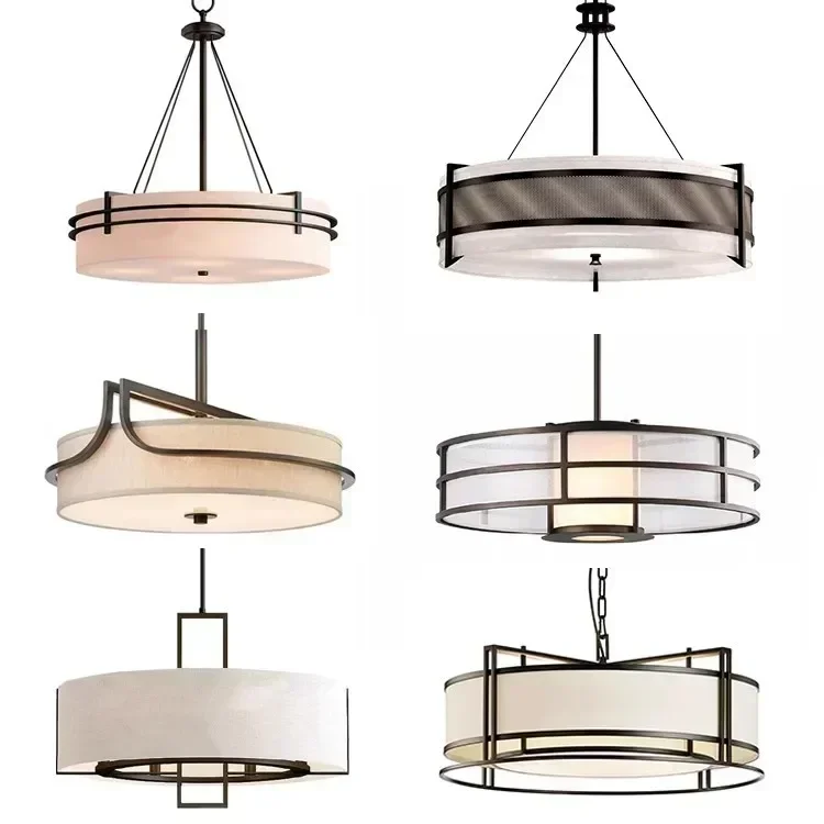 American bedroom chandelier Fabric modern restaurant ceiling light Minimally designed tea room and study pendant light