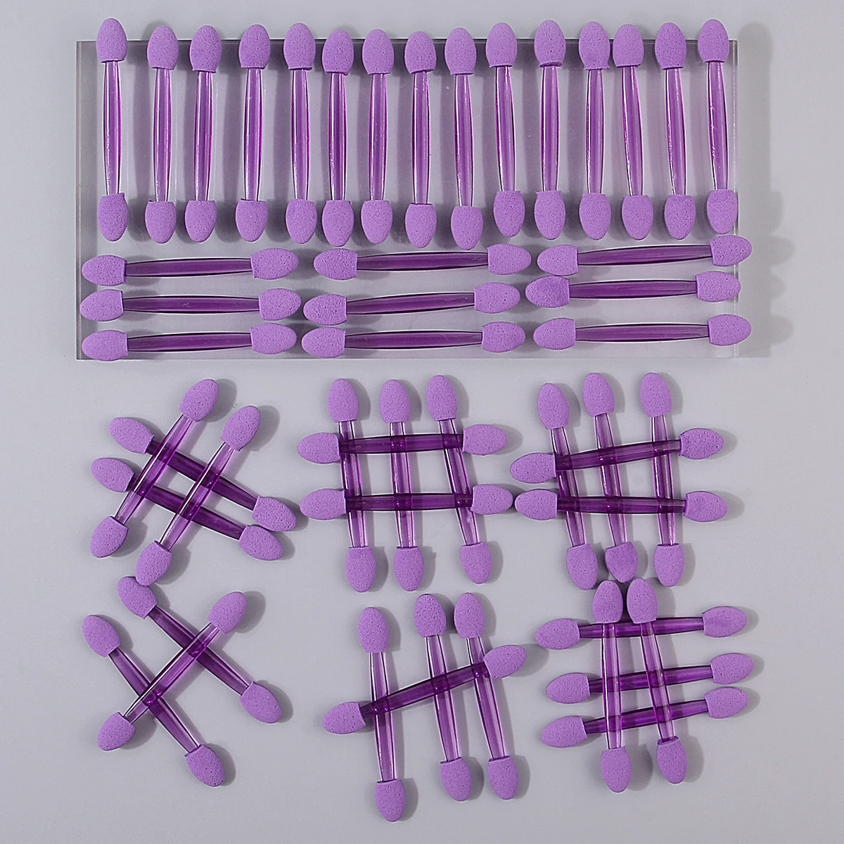 50PCS double-headed sponge eyeshadow stick, soft and non-sticky powder eyeshadow blending brush, even coloring eye makeup tool