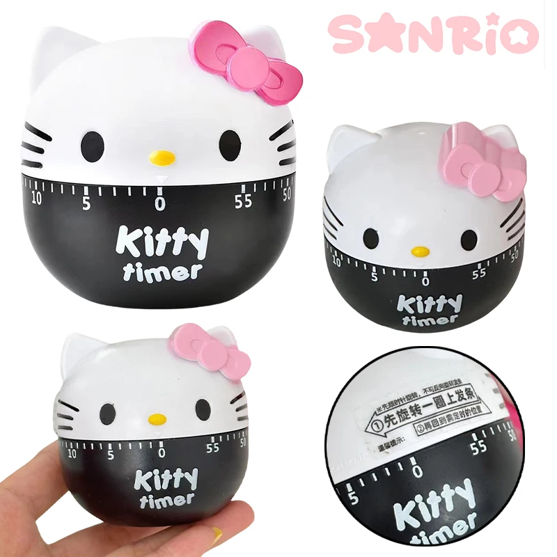 

Sanrio Hello Kitty Cartoon Manual Timer Study Baking Cooking Timer Temporizador Cute Household Portable Kitchen Mechanical Timer