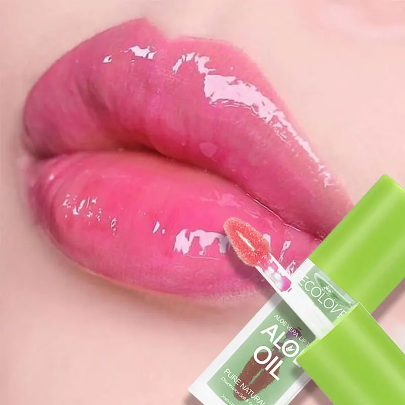 보습 알로에 에센스 립 글로스, 색상 변경 가능, 휴대용 방수, 오래 지속되는 영양 입술 케어 립스틱