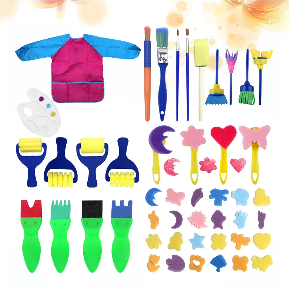 

47Pcs DIY Painting Set Eva Sponge Brush Creative Picture Supplies for Children Birthday Christmas Gifts Stimulate Imagination