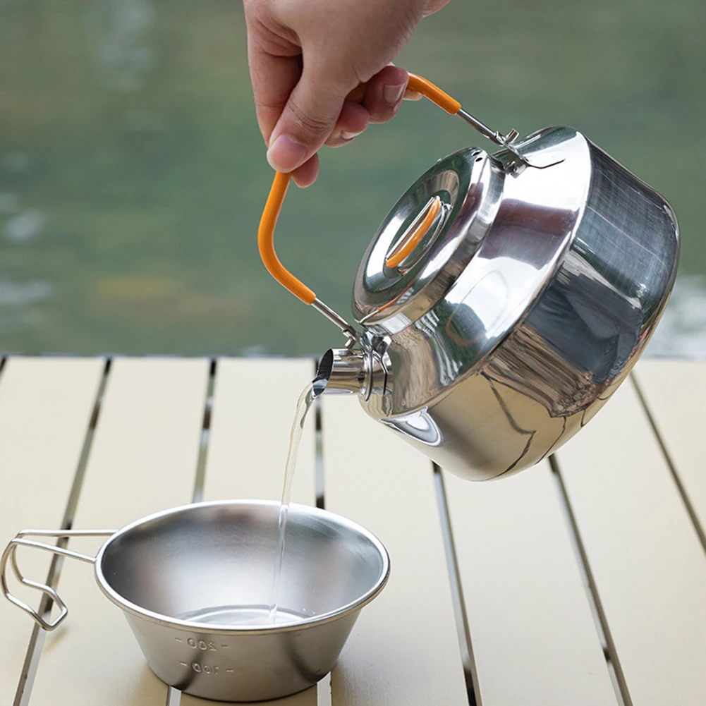 800ml Outdoor Portable Kettle 304 Stainless Steel Teapot Outdoor Hiking Camping Cooking Utensils Equipment