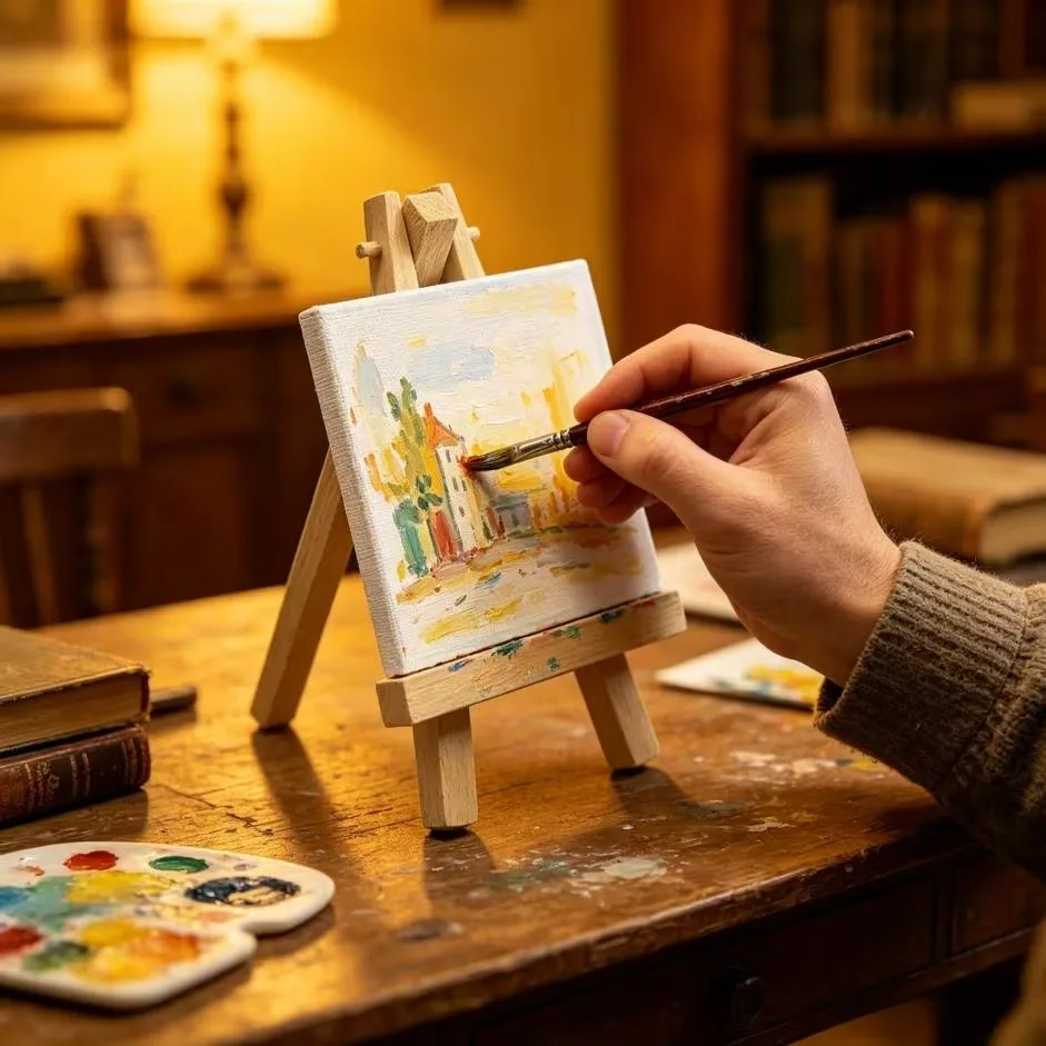 6/12Set Mini Canvases with Easel Painting Art Stretched Canvas Panels Pack Wood Display Easel for Creative Painting Projects