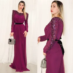 Sparkle Jersey Sequined Beading Sash Straight Scoop Neck Long Dresses Prom Dresses Classic Exquisite Chinese Style Intricate