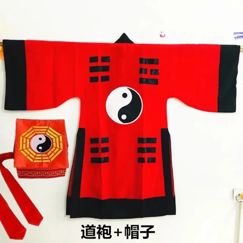 Wudang Taoist Shaolin Monk Long Robes Kung Fu Tai Chi Martial Arts Suit Taoism Clothing for Adults Cos with Hat
