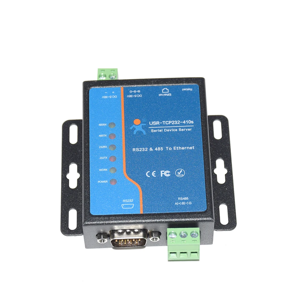 USR-TCP232-410S RS232 RS485 Serial Modbus to Ethernet Converters Support DHCP/DNS