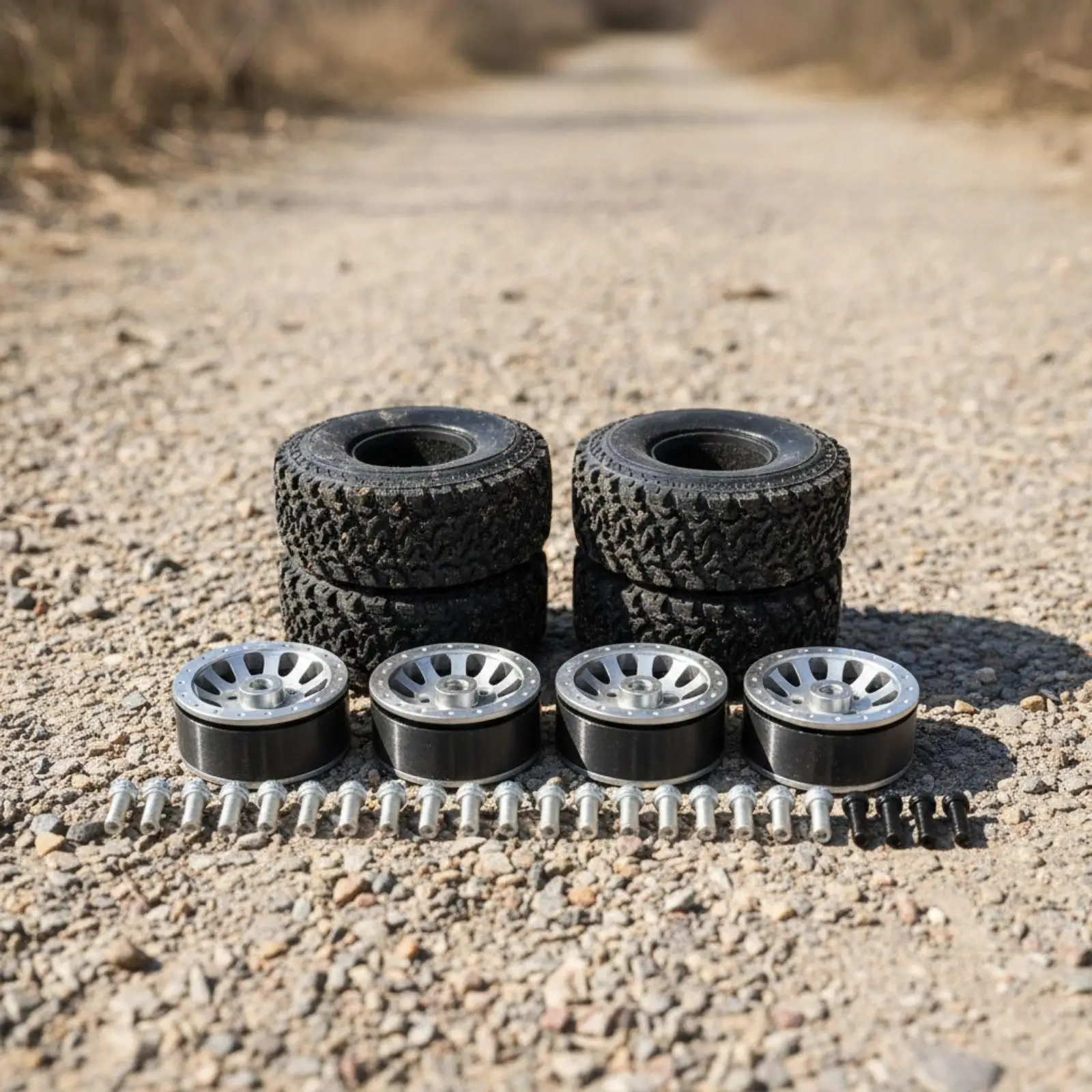 4 Pieces Weighted RC Wheel with Foam Insert -Machined Scale RC off-Road Wheel Replacement Rugged off-Road Anodized