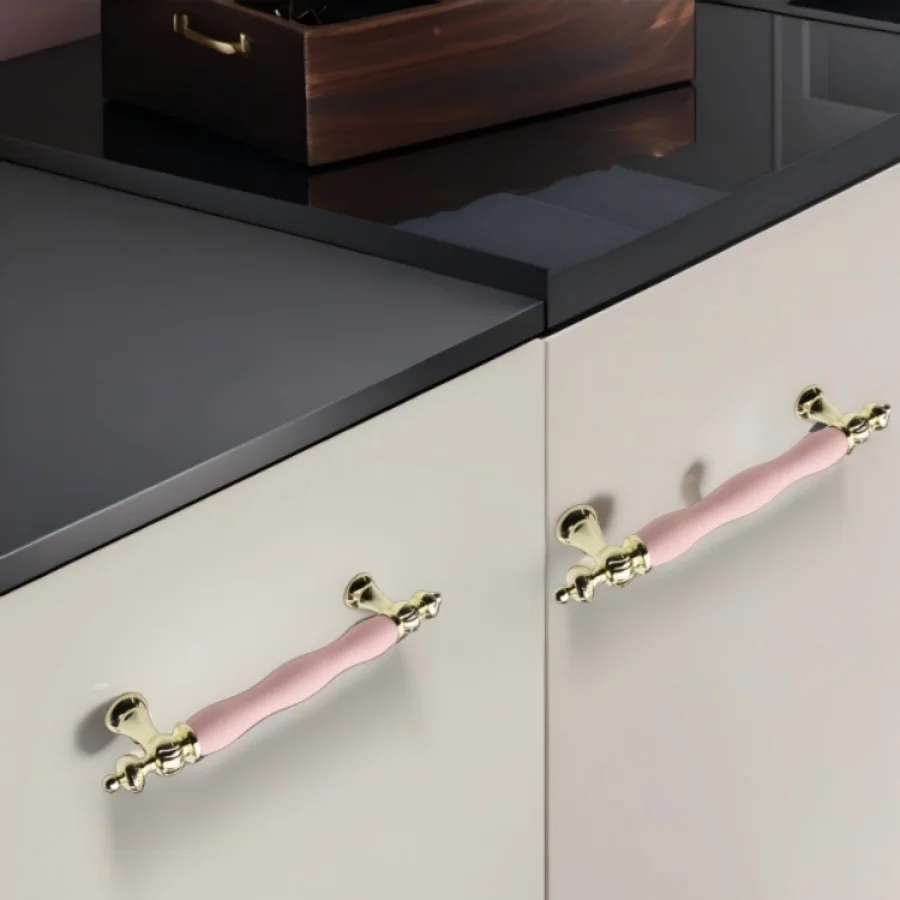 Maniglia per mobili moderna in ceramica colorata Maniglie per armadi dorate per guardaroba Maniglia per porta dell'armadio Toeletta e hardware per cassetti