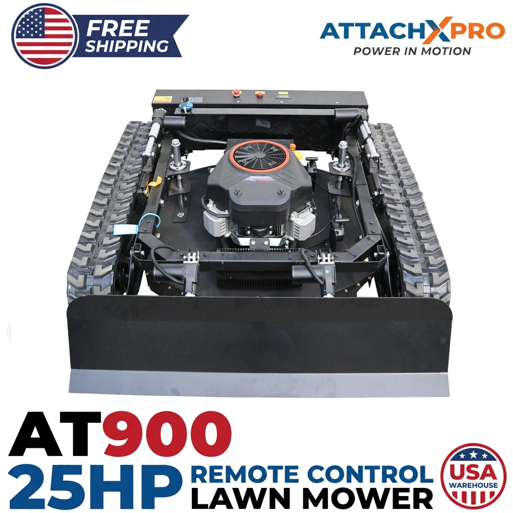 AT900 25HP 900mm Remote Control Crawler Lawn Mower, 45° Climbing RC Mower with 100m Range