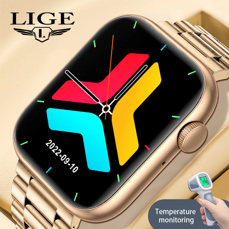 

LIGE New Women Smart Watch For Men Body Temperature Sports Fitness Watches Waterproof Wireless Call Digital Smartwatch Ladies