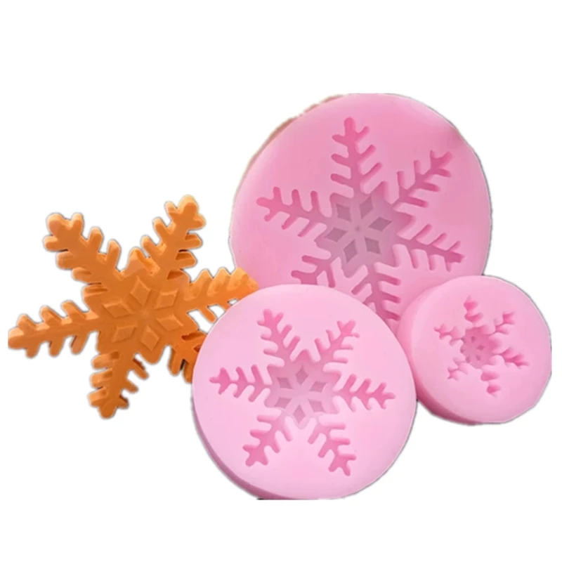 Juego de moldes de silicona para decoración de tartas, Set de 3 unids/set de copos de nieve de Navidad, flor de nieve, Fondant, Chocolate, pasta de goma de azúcar, herramientas de decoración de pasteles H521