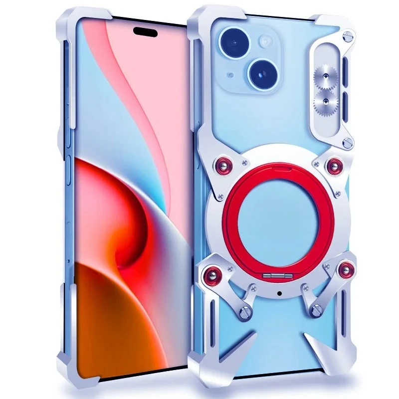 

Suitable for iphone13 14 15 mobile phone case trendy protective case personalized anti-drop metal rotating bracket