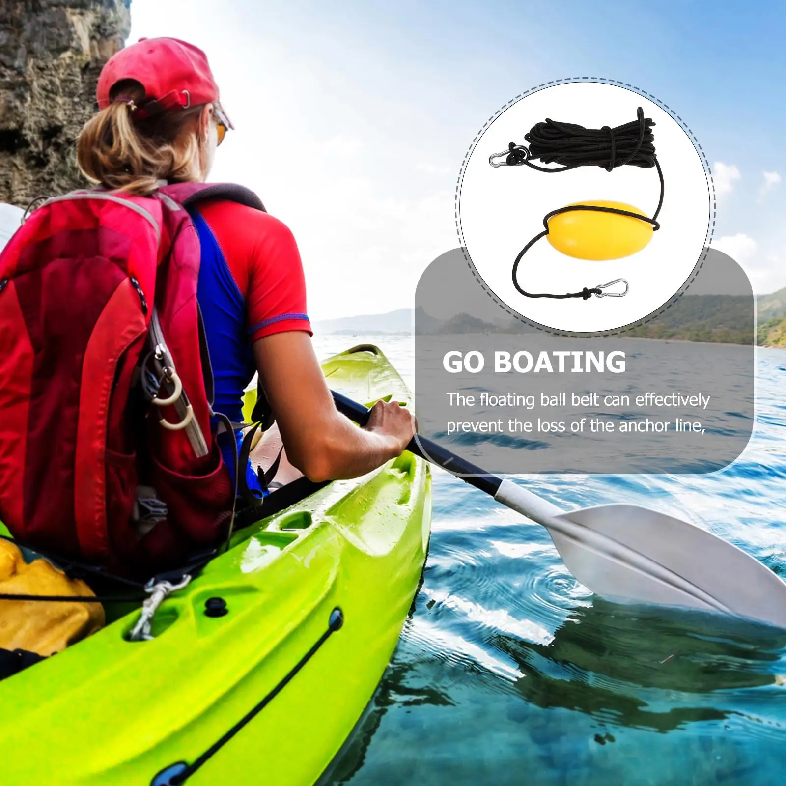 

Yacht Anchor Rope Float Yellow Ball Stainless Steel Clip for Kayak Fishing Boat Pontoon Diving Swimming Lightweight