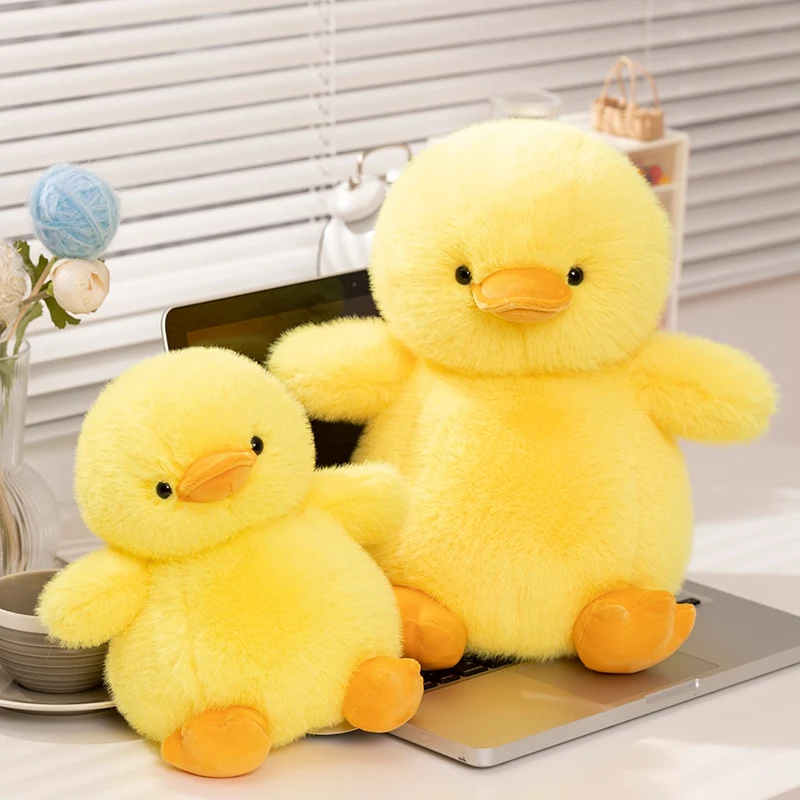 Juguetes de peluche de pato amarillo de simulación, almohada de ganso de dibujos animados de Animal de peluche suave, lindo pelo esponjoso, regalos de decoración de habitación Kawaii, 25-32cm, 1PC