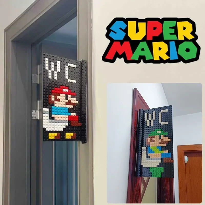 

Super Mario Bros Toilet Signs Blocks Funny Home Decoration Creative WC Assembly Doorplate Bathroom Indicator Plaque Wall Signage