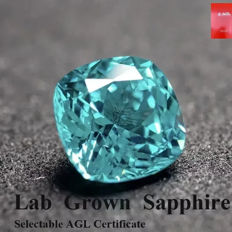 

Par-Lab Grown Sapphire Paraiba Square Cushion Charms Diy Advanced Jewelry Making Materials Selectable AGL Certificate