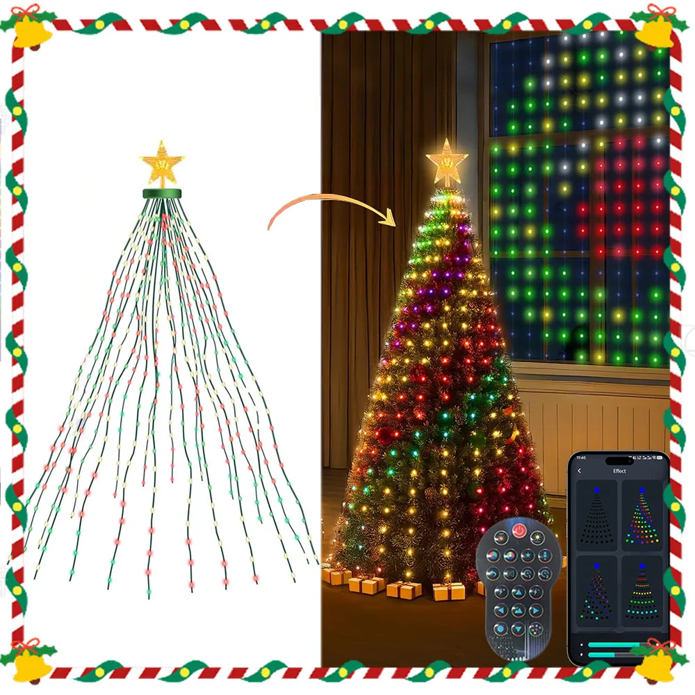 RGBIC 6.9FT 400LEDs أضواء عيد الميلاد عطلة سلسلة أضواء مع شكل نجمة، الذكية LED الديكور لشجرة داخلي في الهواء الطلق