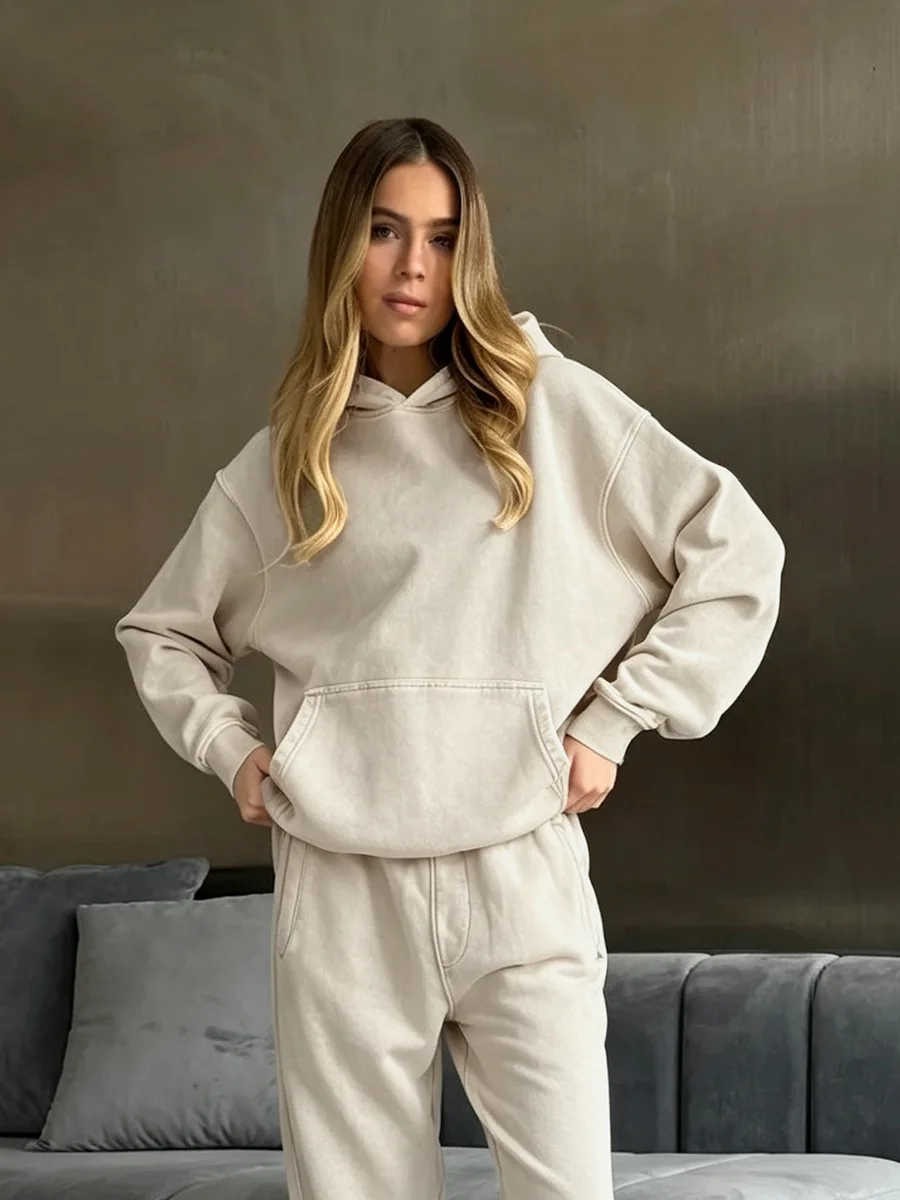 Hooded Sweatshirt Retro Long Sleeved Pullover Hooded Sweatshirt Loose Fit Casual Fashion Hooded Sweatshirt
