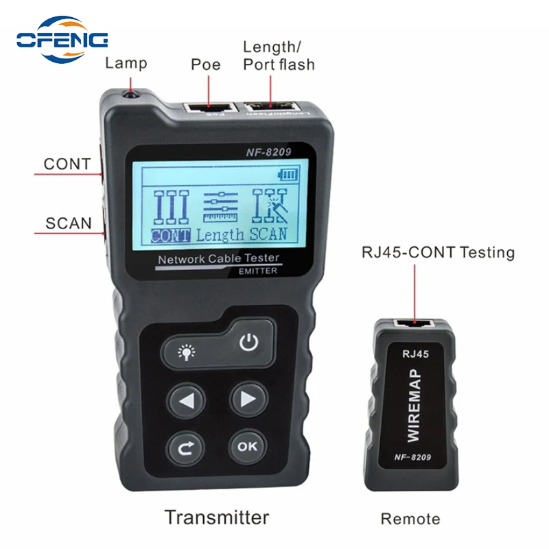 NF-488 NF-8209 Cable Tracker Lan Display Measure Tester Network Tools LCD Display Measure Length Wiremap Tester customized